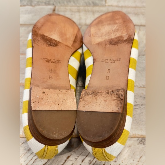 COACH UTOPIA EMBROIDERED LOBSTER YELLOW WHITE STRIPE LOAFER COQUETTE PREPPY 5B - Picture 4 of 11